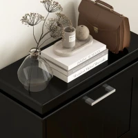 HOMCOM Modern Shoe Storage Cabinet with 3 Flip Drawers for 15 Pairs, Narrow Shoe Organizer for Entryway, Hallway, Black(m-9)