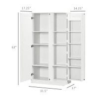 HOMCOM Kitchen Pantry Storage Cabinet, 14-Tier Freestanding Kitchen Cupboard for Living Room, Dining Room Storage, White(m-3)