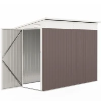 Outsunny 4' x 7.7' Lean to Garden Storage Shed, Outdoor Metal Tool House with Lockable Door Vents for Backyard Patio Lawn(m-1)