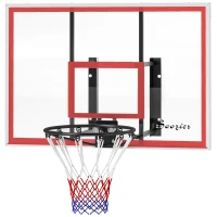 Soozier Wall Mounted Basketball Hoop with 43'' x 30'' Shatter Proof Backboard, for Indoor and Outdoor, White(m-2)