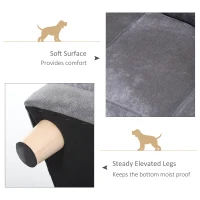 PawHut Luxury Fancy Dog Bed for Small Dogs with Thick Foam, Small Dog Couch with Soft Fuzzy & Faux Leather Combo, Dog Sofa Bed, Rectangle Modern Furniture for Puppies and Little Breeds, Gray(m-7)