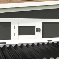 PawHut Wooden Chicken Coop with Nesting Box, Pull Out Tray, Run, Perches, Ramp, Windows for 6 Chickens, Dark Gray(m-8)