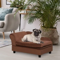 PawHut Pet Sofa Bed Couch with Storage, Pet Sofa for Cats and Small Dogs, Brown(m-2)