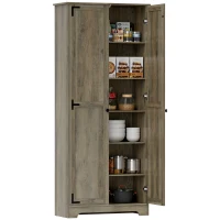 HOMCOM 72" Farmhouse Pantry Cabinet, Freestanding Food Pantry Cabinet with Adjustable Shelves, Distressed Gray(m-11)