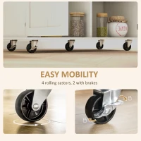 HOMCOM Farmhouse Rolling Island with Wheels for Kitchen, Wood Breakfast Bar Kitchen Island on Rollers, Drawer and Doors, White(m-7)