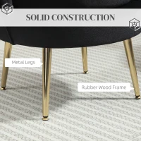 HOMCOM Modern Accent Chair, Velvet-Touch Fabric Leisure Club Chair with Gold Metal Legs for Bedroom, Black(m-6)