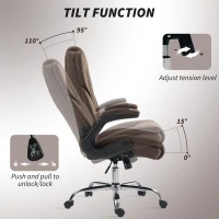 HOMCOM Executive Office Chair, Desk Chair with Flip-up Armrest, Diamond Fabric Computer Chair for Home Office, Dark Brown(m-6)
