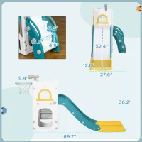 Qaba 5 in 1 Toddler Slide with Basketball Hoop, Climber, Telescope & Storage Baskets for 1-3 Years Olds, Yellow(m-3)