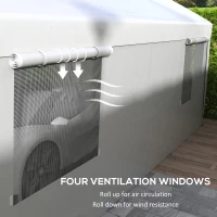 Outsunny 10' x 20' Carport, Heavy Duty Portable Garage, with 4 Mesh Windows and 2 Doors, White(m-7)