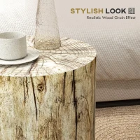 HOMCOM 17" Tall Tree Stump End Table, Concrete Sofa Side Table for Indoor and Outdoor Use, Garden Stool(m-5)