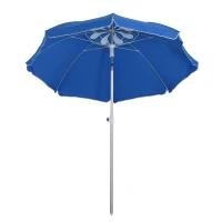 Outsunny Arc. 6.4ft Beach Umbrella with Aluminum Pole Pointed Design Adjustable Tilt Carry Bag for Outdoor Patio Blue(m-11)