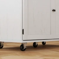 HOMCOM Farmhouse Rolling Island with Wheels for Kitchen, Wood Breakfast Bar Kitchen Island on Rollers, Drawer and Doors, White(m-8)