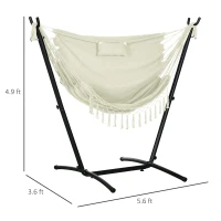 Outsunny U Shape Stand Hammock Chair, Headrest Include Hammock Swing, Cream White(m-3)