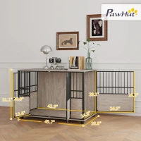 PawHut Decorative Dog Kennel Indoor End Table, 46" Dog Crate Furniture w/ Double Doors for Small to Large Dogs up to 88 lbs.(m-3)