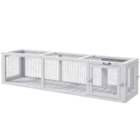 PawHut Outdoor Cat Tunnel with Extendable Design, 59" L Wooden Cat Run with Weather Protection, Connecting Inside and Outside, for Deck Patios, Balconies, White(m-11)