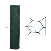 PawHut 39 in x 82 ft Chicken Wire Fence, Welded Wire Metal Roll Vegetables Garden Rabbit Fencing, Hexagonal Poultry Fence Wire, for Ducks, Gooses, Dark Green(m-3)