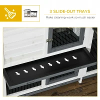 PawHut 62" Rabbit Hutch, Wooden Bunny Hutch, Guinea Pig Cage, Small Animal Enclosure with Run Area, Removable Tray, Asphalt Roof, Lockable Doors and Ramp, for Rabbits, Chickens, Ducks, White(m-6)