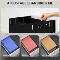 Vinsetto 3 Drawer Filing Cabinet with Lock, Steel Office Storage Cabinet with Hanging Bar for A4, Legal, Letter Files, White(m-5)