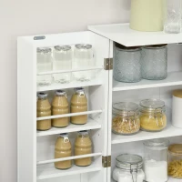 HOMCOM 41" Modern Kitchen Pantry Freestanding Storage Cabinet with Double Doors Adjustable Shelves for Living Room - White(m-8)