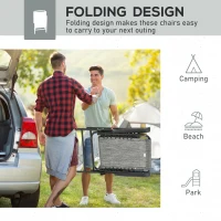 Outsunny 2 Pieces Outdoor Folding Chair Set, Portable Capimg Chairs with Armrest for Patio, Pool, Beach, Gray(m-5)