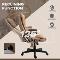 Vinsetto 6 Point Vibrating Massage Office Chair with Heat, Microfiber Massage Desk Chair with Reclining Backrest, Light Brown(m-7)