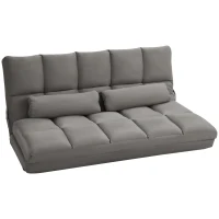HOMCOM Recliner Sofa, Convertible Floor Sofa Chair with 2 Pillows, Adjustable Backrest and Headrest, Dark Gray(m-11)