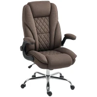 HOMCOM Executive Office Chair, Desk Chair with Flip-up Armrest, Diamond Fabric Computer Chair for Home Office, Dark Brown(m-1)