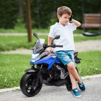 Qaba Honda Licensed 12V Ride on Motorbike for Kids with Headlights Music Training Wheels, for 3-6 Years, Blue(m-1)