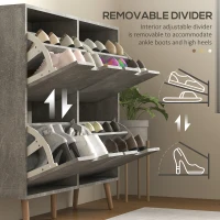 HOMCOM Shoe Storage Cabinet with 4 Flip Drawers and Adjustable Shelf, Shoe Cabinet for 8-16 Pairs of Shoes, Cement Grey(m-6)