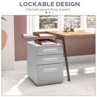 Vinsetto Lockable File Cabinet, Steel Filing Cabinet on Wheels for Legal, A4, Letter Size, Home Office(m-4)