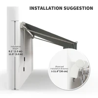 Outsunny 12' x 10' Manual Retractable Awning Outdoor Sunshade Shelter for Patio, Balcony, Yard, with Adjustable & Versatile Design, Green and White(m-7)