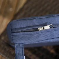 Outsunny Stackable 4 PE Rattan Outdoor Dining Chairs with Cushions, Patio Wicker Dining Chairs with Armrests & Backrest, Blue(m-9)