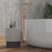 HOMCOM Lightweight Accent Table with Concrete Finish, Round Side Table with 4 Adjustable Feet for Indoor, Outdoor, Gray(m-8)