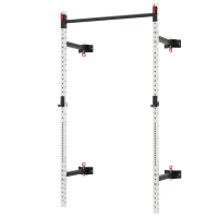 Soozier Folding Squat Rack with Pull Up Bar, Wall Mounted and Adjustable, 1000 Pounds Capacity Power Rack, White(m-1)