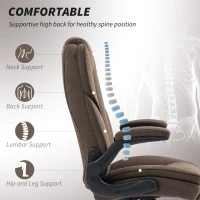 HOMCOM Executive Office Chair, Desk Chair with Flip-up Armrest, Diamond Fabric Computer Chair for Home Office, Dark Brown(m-4)