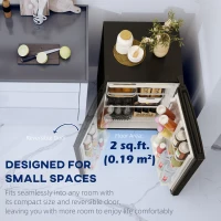 HOMCOM 4.5 Cu Ft Mini Fridge with Freezer, Wheels, Single Door Refrigerator, Adjustable Thermostat, Reversible Door, Black(m-3)