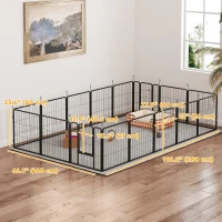 PawHut 16 Panels Dog Playpen with Straps, Portable & DIY, for Small Dogs, for Yard, RV, Camping, Garden, 24" Height(m-3)