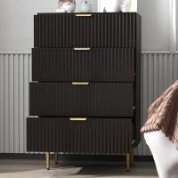 HOMCOM Modern Chest of Drawers 4 Drawer Dresser for Bedroom with Gold Legs and Handles, Black(m-10)