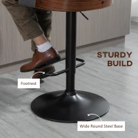 HOMCOM Counter Height Bar Stools Set of 2, Height Adjustable Swivel Barstools with Footrest and Tufted Back, Linen Fabric Bar Chairs, Dark Grey(m-6)