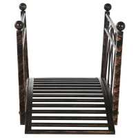 Outsunny 3.3' Metal Arch Zen Garden Bridge with Safety Siderails, Decorative Footbridge, Delicate Scrollwork & Corner Spheres for Stream, Fish Pond, Bronze(m-7)