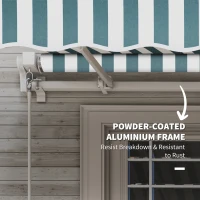 Outsunny 12' x 10' Manual Retractable Awning Outdoor Sunshade Shelter for Patio, Balcony, Yard, with Adjustable & Versatile Design, Green and White(m-6)