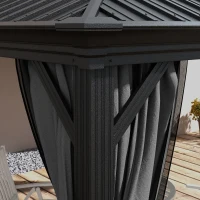 Outsunny 10' x 10' Hardtop Gazebo, Pavilion Gazebo with Curtains, Nettings, Aluminum Frame, Hooks, for Garden, Patio, Light Gray(m-9)