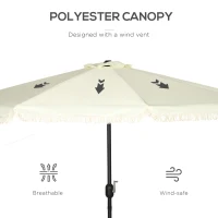 Outsunny 9 ft Cantilever Umbrella with Push Button Tilt and Crank Tassles and 8 Ribs Shade Umbrellas for Garden(m-6)