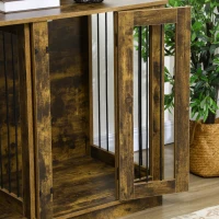PawHut Furniture Style Dog Crate with Removable Divider, Dog Crate Side End Table Indoor with Double Doors, for Small to Large Dogs, 47" x 23.5" x 35", Rustic Brown(m-9)