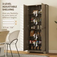 HOMCOM 72" Farmhouse Pantry Cabinet, Freestanding Food Pantry Cabinet with Adjustable Shelves, Distressed Gray(m-6)