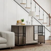 PawHut Decorative Dog Kennel Indoor End Table, 46" Dog Crate Furniture w/ Double Doors for Small to Large Dogs up to 88 lbs.(m-8)