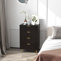 HOMCOM Modern Chest of Drawers 4 Drawer Dresser for Bedroom with Gold Legs and Handles, Black(m-7)