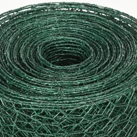 PawHut 39 in x 82 ft Chicken Wire Fence, Welded Wire Metal Roll Vegetables Garden Rabbit Fencing, Hexagonal Poultry Fence Wire, for Ducks, Gooses, Dark Green(m-8)