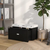 PawHut Pet Feeding Station Pet Dish Bowl Set with Storage, 2 Elevated Dog Bowls for Large Sized Dogs, White and Black(m-7)