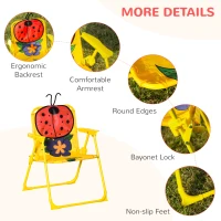 Outsunny Kids Table and Chair Set, Outdoor Folding Garden Furniture, Picnic Table for Patio Backyard, with Removable & Height Adjustable Sun Umbrella, Aged 3-6 Years Old, Red(m-6)